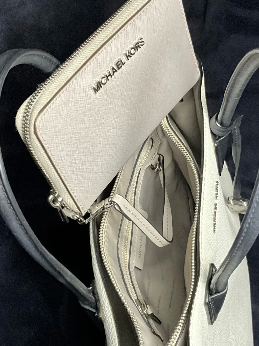 Michael Kors Gray Zip-Around Saffiano Wallet